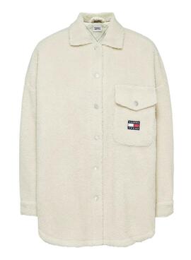 Sobrecamisa Tommy Jeans Sherpa Beige para Mujer