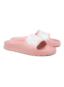 Chanclas Lacoste Croco Rosa Para Mujer