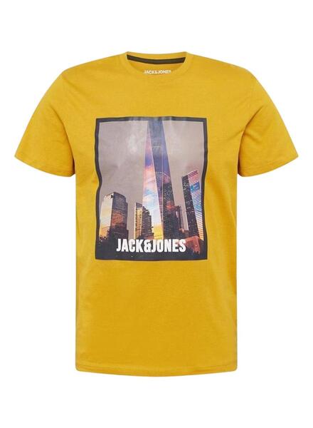 Camiseta Jack and Jones Club Amarillo para Hombre