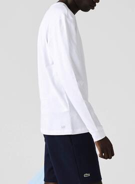 Camiseta Lacoste TH0123 Blanco Para Hombre 