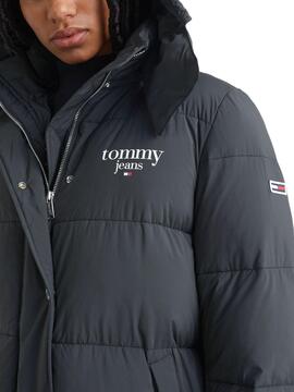 Abrigo Tommy Jeans Longline Acolchado Negro Mujer