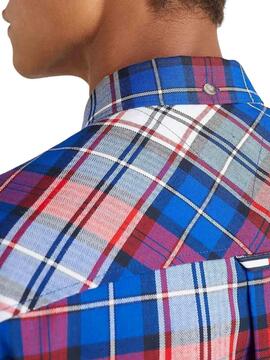 Camisa Tommy Jeans Check Azul y Rojo para Hombre