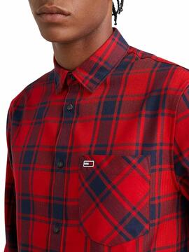 Camisa Tommy Jeans Check Flannel Rojo para Hombre