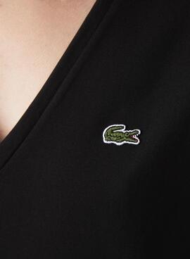Camiseta Lacoste Cuello V para Mujer Negro