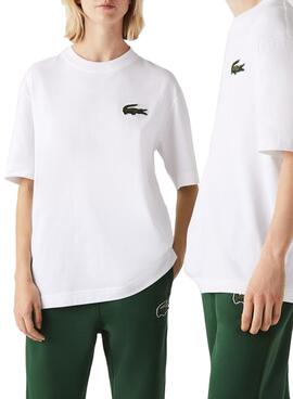 Camiseta Lacoste Loose Fit Hombre y Mujer Blanca