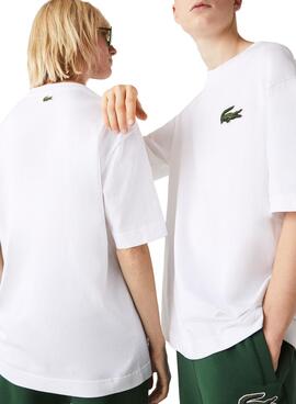 Camiseta Lacoste Loose Fit Hombre y Mujer Blanca