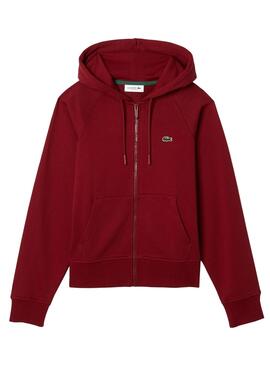 Sudadera Lacoste Cremallera para Mujer Granate