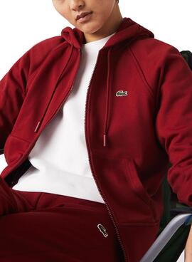 Sudadera Lacoste Cremallera para Mujer Granate