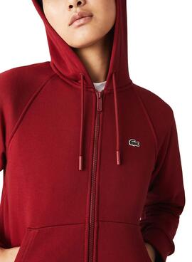 Sudadera Lacoste Cremallera para Mujer Granate