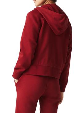 Sudadera Lacoste Cremallera para Mujer Granate