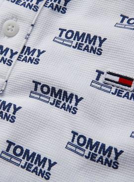 Polo Tommy Jeans Over Logo Blanco Hombre