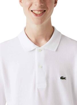 Polo Lacoste Básico Manga Larga Hombre Blanco