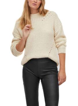 Jersey Vila Visuba Calado para Mujer Beige