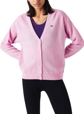 Chaqueta Lacoste Cuello Pico para Mujer Rosa
