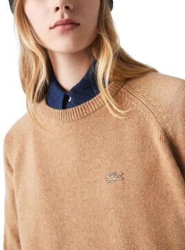 Jersey Lacoste Cuello Redondo para Mujer Camel