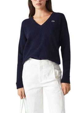 Jersey Lacoste Cuello Pico para Mujer Marino