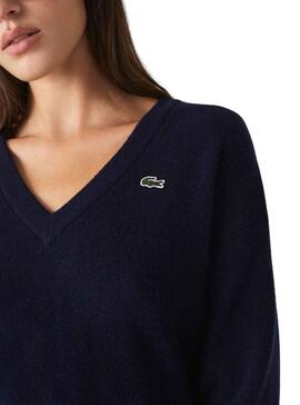 Jersey Lacoste Cuello Pico para Mujer Marino