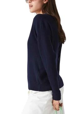 Jersey Lacoste Cuello Pico para Mujer Marino
