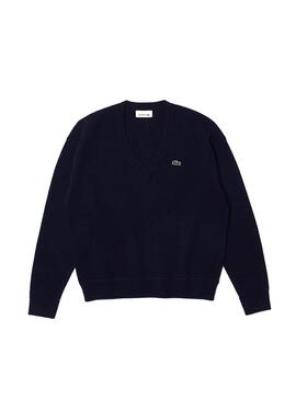 Jersey Lacoste Cuello Pico para Mujer Marino