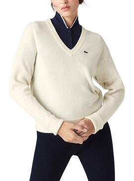 Jersey Lacoste Cuello Pico para Mujer Marino