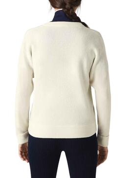 Jersey Lacoste Cuello Pico para Mujer Marino