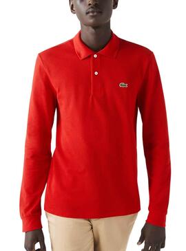 Polo Lacoste Manga Larga para Hombre Rojo