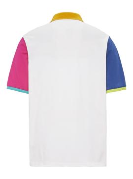 Polo Tommy Jeans Color Block Blanco Hombre