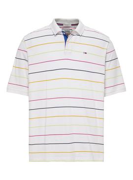 Polo Tommy Jeans Rayas Blanco Hombre