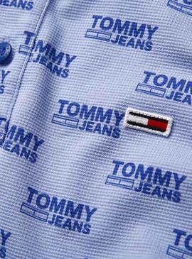 Polo Tommy Jeans Over Logo Azul Hombre