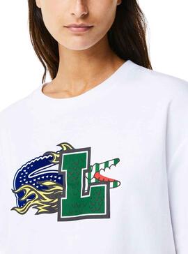 Camiseta Lacoste Cocodrile Party para Mujer Blanca