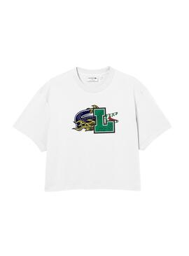 Camiseta Lacoste Cocodrile Party para Mujer Blanca