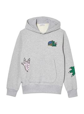 Sudadera Lacoste Holiday Estampada Hombre Gris