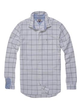 Camisa Tommy Jeans Cuadros Blanca Hombre