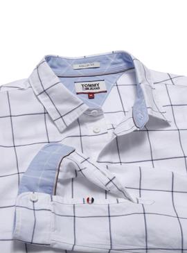 Camisa Tommy Jeans Cuadros Blanca Hombre