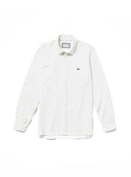 Camisa Lacoste CH4877 Topos Blanco Hombre