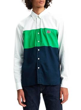 Camisa Levis Color Block Verde Hombre