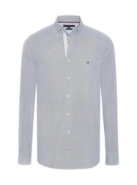 Camisa Tommy Hilfiguer Essential Micro Azul Hombre