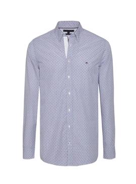 Camisa Tommy Hilfiger Micro Print Azul Hombre