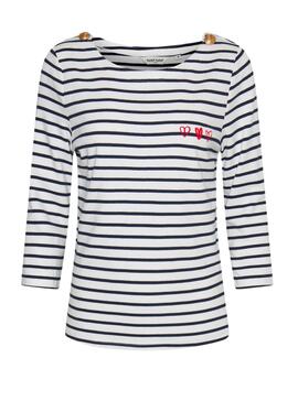 Camiseta Naf Naf Rayas para Mujer Blanca y Marina