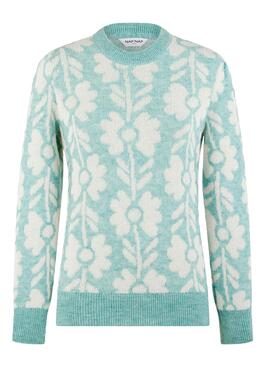 Jersey Naf Naf Floral para  Mujer Crema y Turquesa