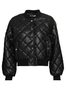 Chaqueta Naf Naf Acolchada Rombos para Mujer Negra