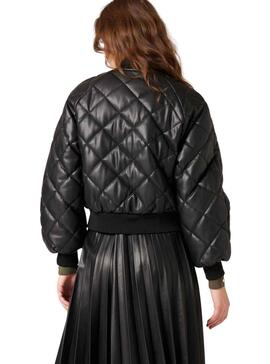 Chaqueta Naf Naf Acolchada Rombos para Mujer Negra