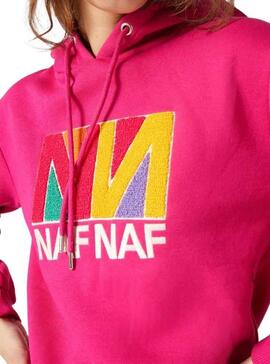 Sudadera Naf Naf Logo Color para Mujer Fucsia