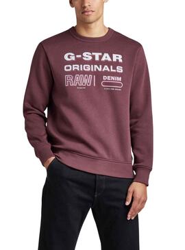 Sudadera G Star Originals Stamp Hombre Granate