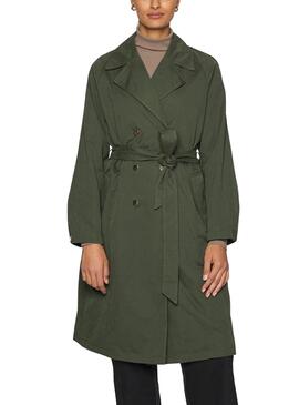 Gabardina Naf Naf Botones para Mujer Verde 