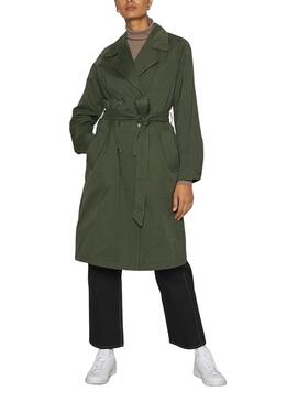 Gabardina Naf Naf Botones para Mujer Verde 