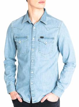 Camisa Lee Western Azul Hombre