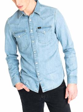 Camisa Lee Western Azul Hombre