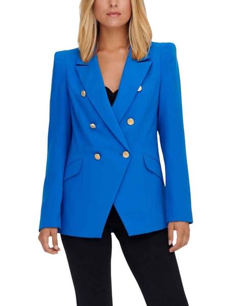 Agresivo idioma Peatonal Blazer Only Gry Botones para Mujer Azul Eléctrico