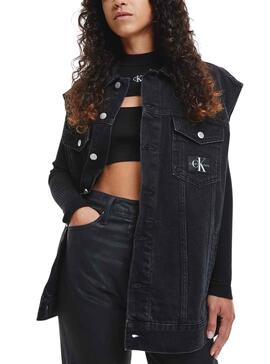 Chaleco Calvin Klein Oversized Denim Mujer Negro